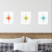Atomic Starburst Turquoise Sinaasappel Groen Midee Muurkunst Sets (Slaapkamer)