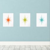 Atomic Starburst Turquoise Sinaasappel Groen Midee Muurkunst Sets (Houten vloer)
