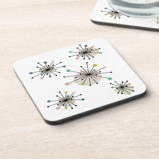 Atomic Starbursts 1950 Midden eeuw Bier Onderzetter (Linkerzijde)