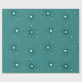 Atomic Starbursts Blauwgroen Cadeaupapier (Vlak)