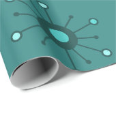 Atomic Starbursts Blauwgroen Cadeaupapier (Rol Hoek)