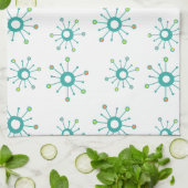 Atomic Starbursts Colorful Turquoise Theedoek (Gevouwen)