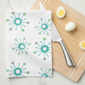 Atomic Starbursts Colorful Turquoise Theedoek (Quarter Fold)