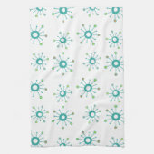 Atomic Starbursts Colorful Turquoise Theedoek (Verticaal)