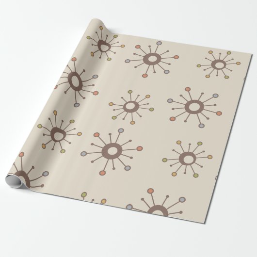Atomic Starbursts Natuur Earth Tones Cadeaupapier (Uitgerold)