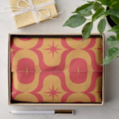 Atomic Starbursts op rode en Oranje Ogee Pattern Tissuepapier (Geschenk)