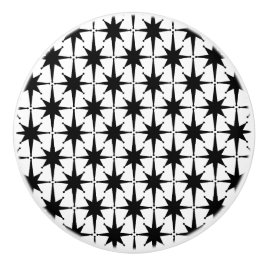 Atomic Stars Mid Century Modern Zwart-wit Keramische Knop