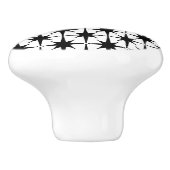 Atomic Stars Mid Century Modern Zwart-wit Keramische Knop (Zijkant)