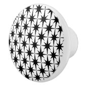 Atomic Stars Mid Century Modern Zwart-wit Keramische Knop (Rechts)