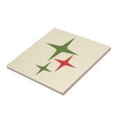 Atomic Stars Midcentury Retro Kerstrood Groen Tegeltje (Zijkant)