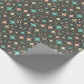 Atomic Stars Pink Blue Yellow Brown Mid Century Cadeaupapier (Hoek)