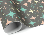 Atomic Stars Pink Blue Yellow Brown Mid Century Cadeaupapier (Rol Hoek)