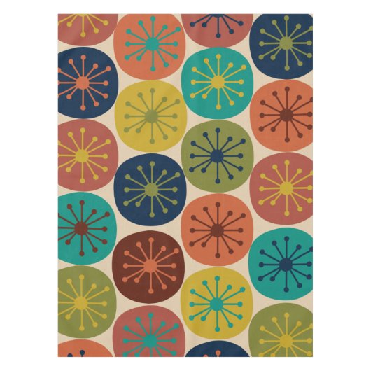 Atomic Stippen Mid Century Modern Tafelkleed (Voorkant)