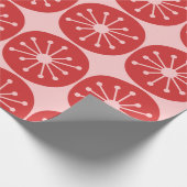Atomic Stippen Retro Mid Century Roze en Rood Patr Cadeaupapier (Hoek)