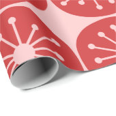 Atomic Stippen Retro Mid Century Roze en Rood Patr Cadeaupapier (Rol Hoek)