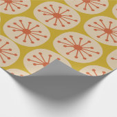 Atomic Stippen Retro Mid Mod Pattern Mustard Oranj Cadeaupapier (Hoek)