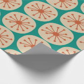 Atomic Stippen Retro Mid Mod Pattern Oranje Turquo Cadeaupapier (Hoek)
