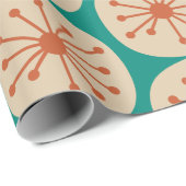 Atomic Stippen Retro Mid Mod Pattern Oranje Turquo Cadeaupapier (Rol Hoek)