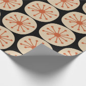Atomic Stippen Retro Mid Mod Pattern Sinaasappel e Cadeaupapier (Hoek)