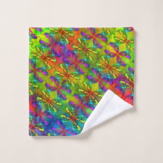 [Atomic Stropdas-Dye] Psychedelic Rainbow Butterfl Bad Handdoek (Wasdoekje)