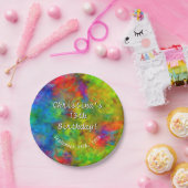 [Atomic Stropdas-Dye] Psychedelic Rainbow-kleuren Papieren Bordje (Feest)