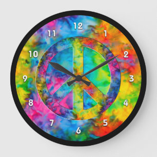 [Atomic Stropdas-Dye] Rainbow Colors Peace Sign Sy Grote Klok