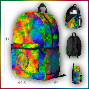 [Atomic Stropdas-Dye] Regenboog Kleuren Bookbag Ru Bedrukte Rugzak