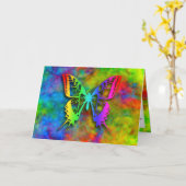 [Atomic Stropdas-Dye] Regenboogkleuren Vlinder Kaart (Gele Bloem)