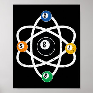 Atomic Structure Biljart Mannen Funny 8 Ball Pool Poster