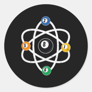 Atomic Structure Biljart Mannen Funny 8 Ball Pool Ronde Sticker