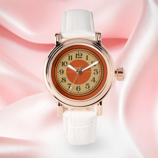 Atomic Tangerine Retro Vrouwen Polshorloge Horloge (Creator heeft geüpload)