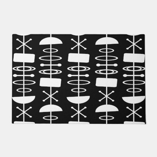 Atomic tijdperk Abstracte symbolen zwart wit Deurmat (Voorkant)