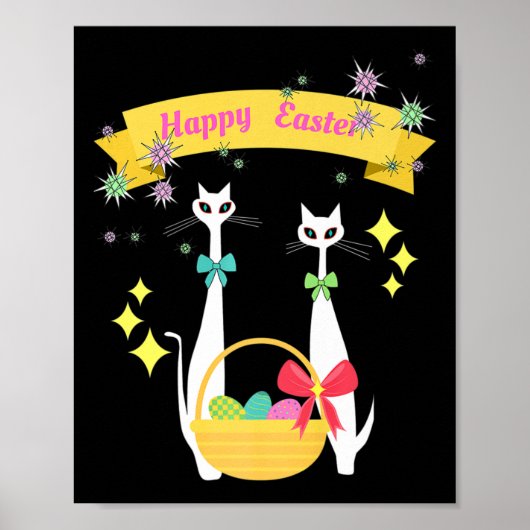 Atomic tijdperk Mid Century Modern Cool Cat Happy  Poster (Voorkant)