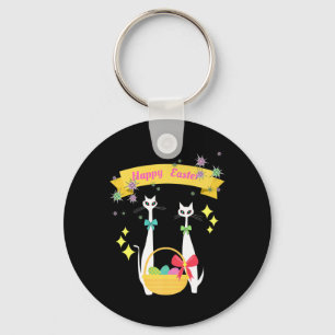 Atomic tijdperk Mid Century Modern Cool Cat Happy Sleutelhanger