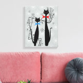 Atomic tijdperk Mid Century Modern Cool Cat Pair Canvas Afdruk (Insitu (Woonkamer))