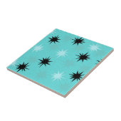 Atomic Turquoise Starburst keramische tegel Tegeltje (Zijkant)