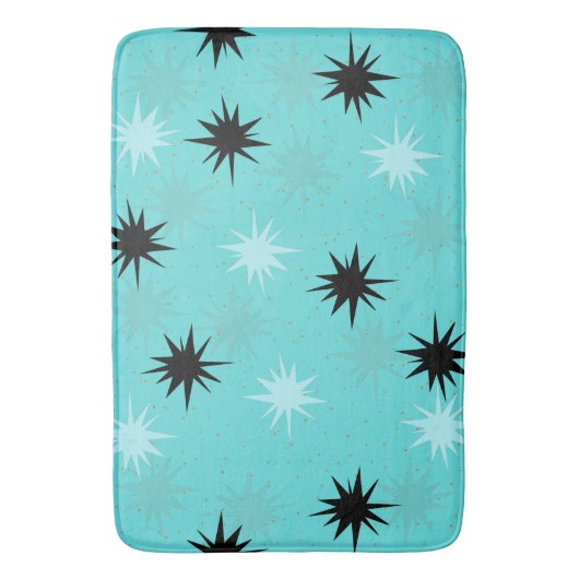 Atomic Turquoise Starbursts Badmat (Voorkant Verticaal)