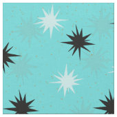 Atomic Turquoise Starbursts Combed Cotton Fabric Stof (Close Up)