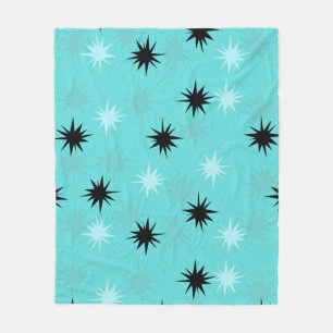 Atomic Turquoise Starbursts Fleece Blanket