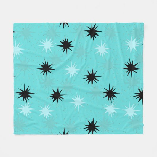Atomic Turquoise Starbursts Fleece Blanket (Voorkant (Horizontaal))