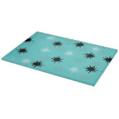Atomic Turquoise Starbursts Glass Cutting Board Snijplank (Hoek)
