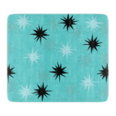 Atomic Turquoise Starbursts Glass Cutting Board Snijplank (Voorkant)