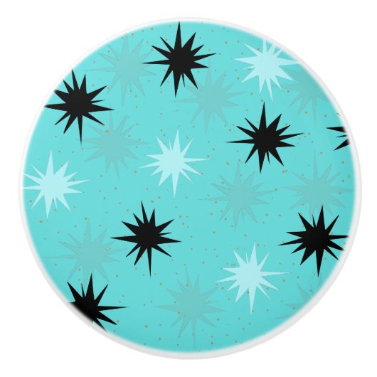 Atomic Turquoise Starbursts keramische knop (Voorkant)