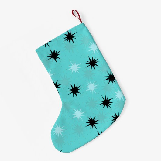 Atomic Turquoise Starbursts kerst Stocking Kleine Kerstsok (Achterkant (Hangend))