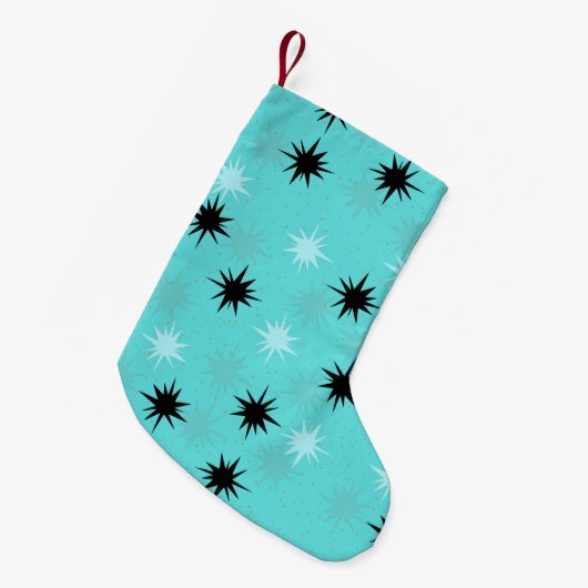 Atomic Turquoise Starbursts kerst Stocking Kleine Kerstsok (Voorkant (Hangend))