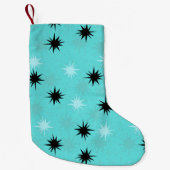 Atomic Turquoise Starbursts kerst Stocking Kleine Kerstsok (Voorkant)