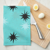 Atomic Turquoise Starbursts Kitchen Towel Theedoek (Quarter Fold)