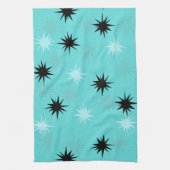 Atomic Turquoise Starbursts Kitchen Towel Theedoek (Verticaal)