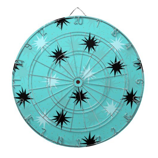 Atomic Turquoise Starbursts Metal Dart Board Dartbord (Voorkant)