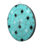 Atomic Turquoise Starbursts Metal Dart Board Dartbord (Voorkant Rechts)